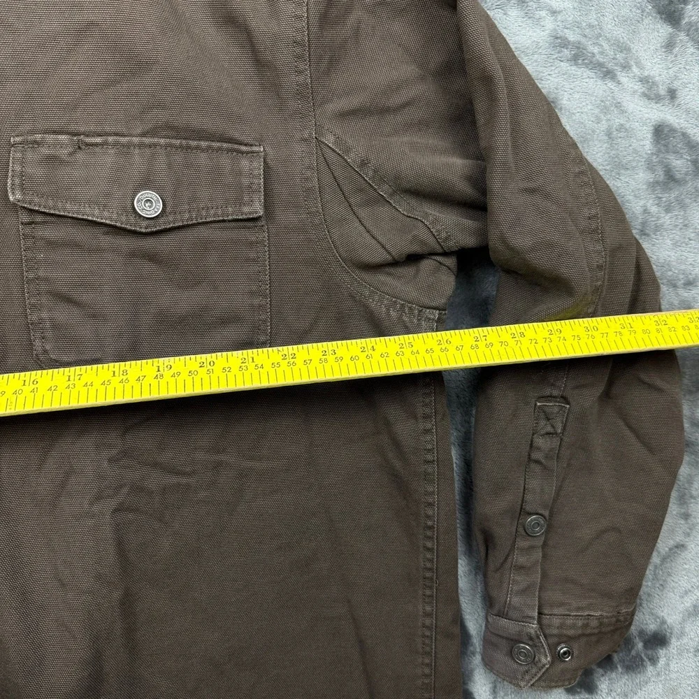 Duluth Trading Co Shirt Jacket Mens XL Brown Excellent Canvas Fleece Lined Work